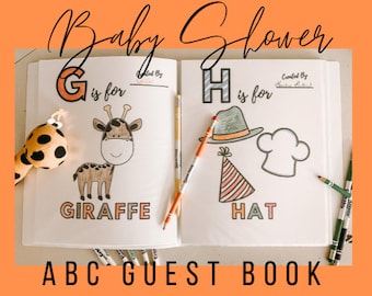 Baby Shower ABC Guest Book | Baby Shower Activities | Baby Shower Coloring Book | Baby's First ABC's | ABC 123 Coloring Book