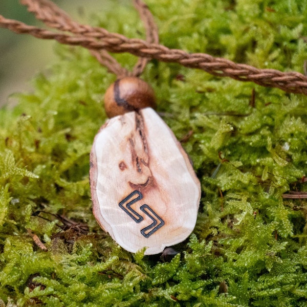 Baumperlen Anhänger Rune -Muttertag Geschenk Holz Wood