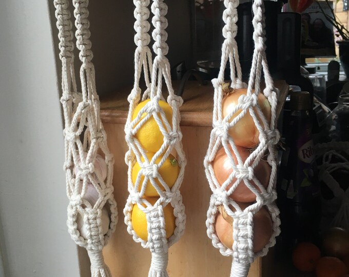 Macrame Produce Hanging Bag storage Holder for Onions Lemons Etsy UK