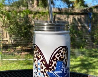 Dallas Cowboys Tumbler, Dallas Cowboys Mason Jar, Dallas Cowboys Football
