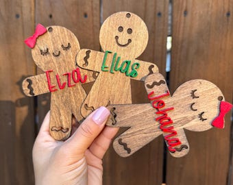 Wooden Christmas Ornament Gingerbread/Reindeer