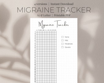 Yearly Migraine Tracker, Headache Tracker, Premade Bullet Journal Page, Printable Planner, A5 Planner Inserts, Instant Download, Health Log