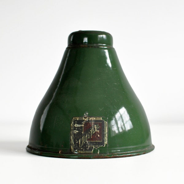 Fabulous Benjamin Crysteel Industrial Porcelain Enamelled Metal Lampshade in Dark Green & White | 1950s Factory Lamp