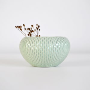 Pale Green Henry Tooth & Co Bretby Art Pottery Dimpled Bowl | Late 19th Century Ceramic Dish | Ideal for a cacti or succulent