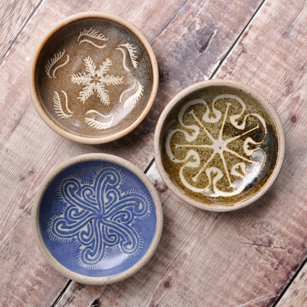 Selection of Studio Pottery Dishes | Patterned Handmade Pottery Bowls