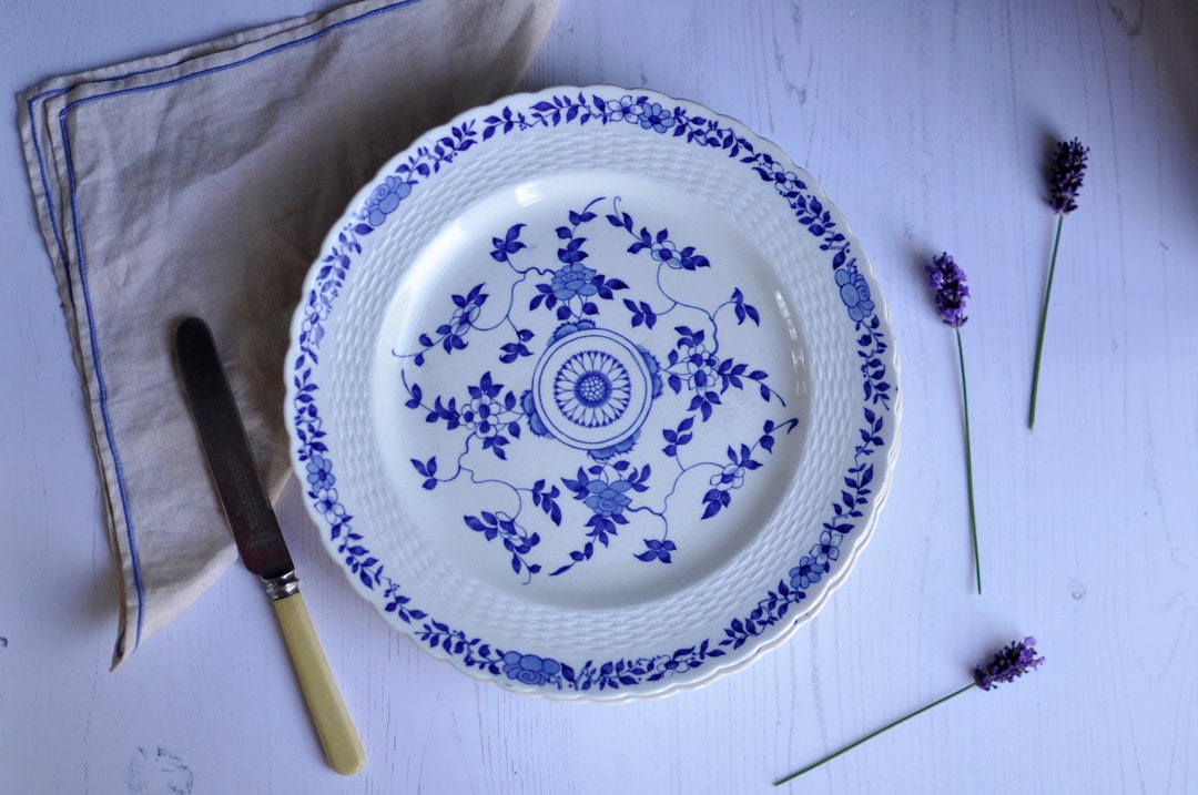 Set of 6 Mintons 'gower' Antique Dinner Plates L Blue Etsy