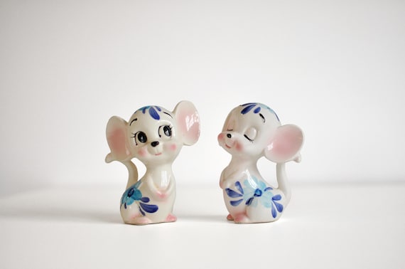 Kitsch 1950s KIC Japanese Anthropomorphic Mouse Salt and Pepper Shakers | Retro Mid-Century Decor