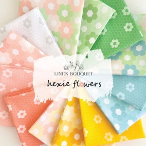 Hexie Flowers 10 inch squares by Camelot