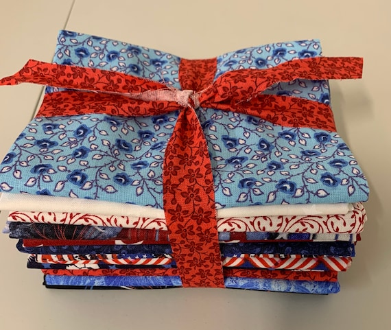 12 FQ- Cowgirl Patriotic Red, White and Blue FQ Bundle -12 pc