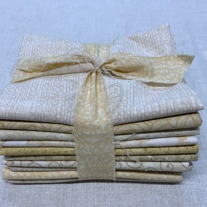 10 pc.Fat Quarter Bundle . Cowgirl Naturals/Creams tone on tone prints