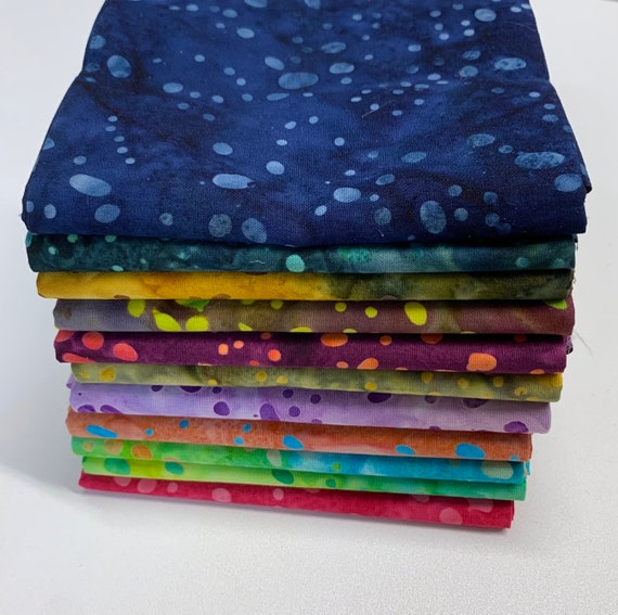 11pc Batik Fat Quarters in Bright Dot Design