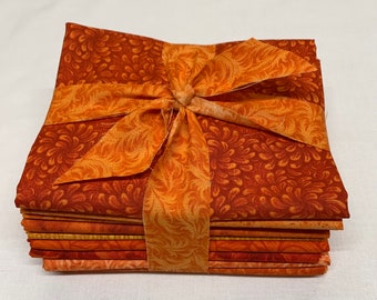 10pc. Fat Quarter Bundle. Cowgirl Orange Sunset.