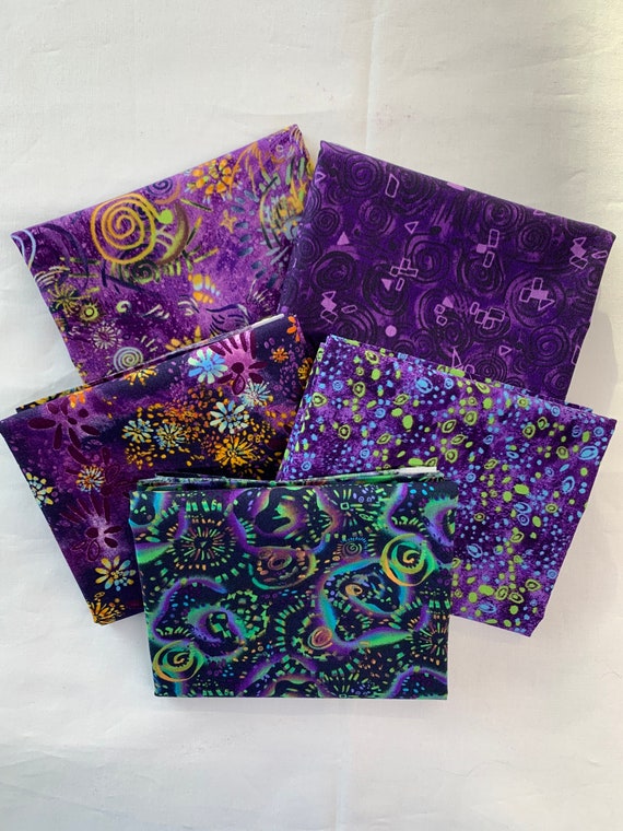 5pc Color Craze Purple FQ Bundle from Choice Fabrics