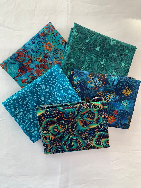 5pc Color Craze Teal FQ Bundle from Choice Fabrics