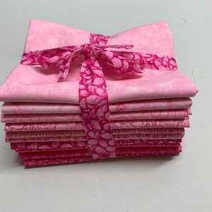 10 pc Fat Quarter Bundle Cowgirl Pinks tone on tone prints