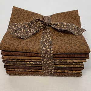 10pc Fat Quarter. Cowgirl Chocolate Brown's. Tone on Tone Prints.