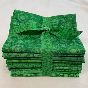 10pc Fat Quarter Cowgirl Irish Green&#39;s tone on tone prints