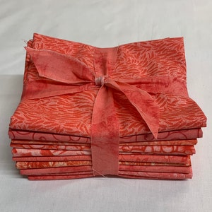 10pc. Fat Quarter Bundle. Cowgirl Coral tone on tone prints