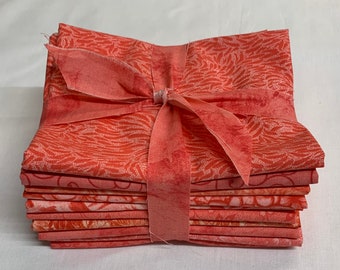 10pc. Fat Quarter Bundle. Cowgirl Coral tone on tone prints