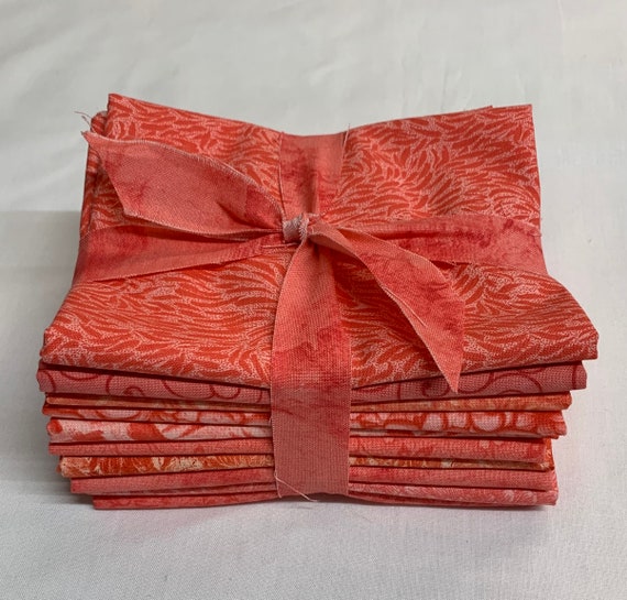 10pc. Fat Quarter Bundle. Cowgirl Coral tone on tone prints