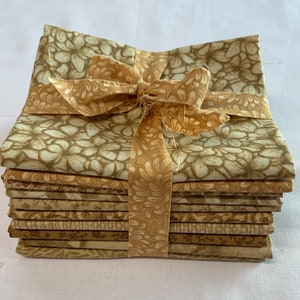 10pc Fat Quarter Bundle. Cowgirl Caramel Brown&#39;s. Tone On Tone prints