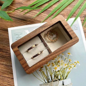 Caja de anillo de madera con tapa acrílica personalizada, Caja de anillo de propuesta, Recuerdo de anillo de boda, Caja de anillo de boda, Caja de anillo de compromiso, Caja para guardar anillo grabada