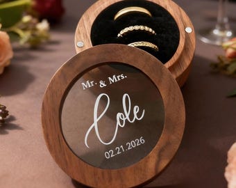 Personalized Walnut Ring Box with 3 Slots for Wedding Ceremony