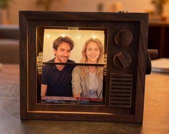 Custom Engraved Wood Photo Book with Light, Personalized Photo Flipbook Animation Box, Crank Photobox Picture Box,Creative Anniversary gifts