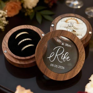 Individuell gestaltete Eheringbox, personalisierte Holzringbox für die Hochzeitszeremonie, Ringbox für die Hochzeit, Holzringbox