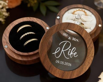 Individuell gestaltete Eheringbox, personalisierte Holzringbox für die Hochzeitszeremonie, Ringbox für die Hochzeit, Holzringbox