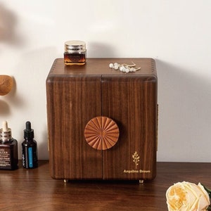 Solid Wood Jewelry Box with Drawer, Walnut Wood Storage Box, Large Jewelry Box, Wooden Earring Bracelet Necklace Rings Watch Organizer Box