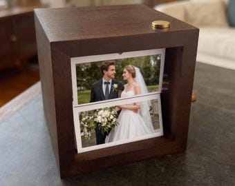 Custom Wood Wedding Photo Flipbook Animation Box, Wooden Photo Book with Light,  Crank Photobox Picture Box, Creative Anniversary gifts
