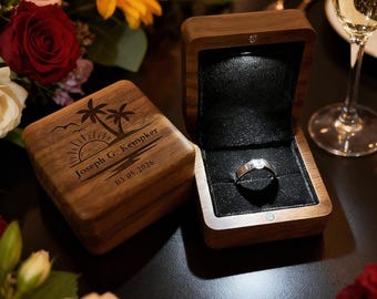 Custom LED Engagement Ring Box with Light, Personalized Wedding Ring Box with Light, Customized  Engrave Ring Box
