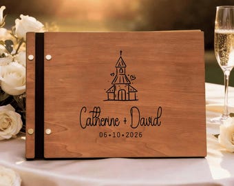 Handcrafted Wood Wedding Guest Book – Rustic Keepsake, 30 White Pages