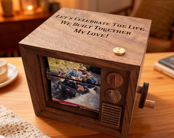 Custom wooden Photo Book with Light, Personalized Photo Flipbook Animation Box, Crank Photobox Picture Box, Creative Anniversary gifts