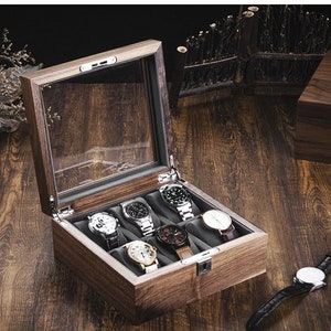 Custom Engraved Watch Box, Personalized Watch Storage Case, Birthday Gift for Men, Gift for Dad, Anniversary Gift