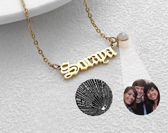 Benutzerdefinierte Name & Foto-Projektion Halskette, Bild Halskette, Erinnerungsfoto Halskette, personalisierte Foto Halskette, Weihnachtsgeschenk