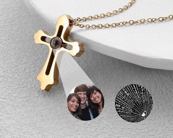 Collar de cruz con proyección de fotos personalizado: regalo conmemorativo personalizado