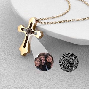 Collar de proyección de fotos cruzadas personalizado, collar de imágenes, collar de fotos conmemorativas, collar de fotos personalizado, regalo de Navidad