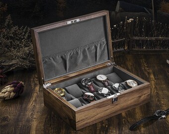 Personalized Wood Watch Box, Engraved Watch Storage Case