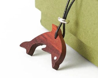 Custom Wood Shark Pendant, 5th Anniversary Gift For Wife, Wood Shark Necklace, Wooden Pendant, Wood Anniversary Necklace, Wood Gift