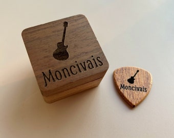 PersonalizedWood Guitar Picks Box,  Custom Guitar Pick Box Storage ,Wood Guitar Pick Organizer , Gift for Guitarist Musician