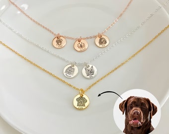 Collier portrait d'animal de compagnie personnalisé, cadeau de bijoux d'animal de compagnie portrait personnalisé pour maman d'animal de compagnie, collier portrait chien chat, bijoux commémoratifs d'animal de compagnie