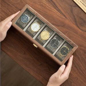Personalized Wood Watch Box For Men, Best Engraved Wood Organizer For Watches, Anniversary Gift for Husband, Father Gift