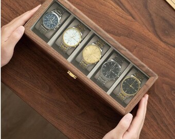 Personalized Wood Watch Box For Men, Best Engraved Wood Organizer For Watches, Anniversary Gift for Husband, Father Gift