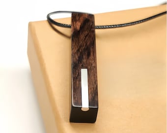 Minimalist Wood & Copper Silver Pendant Necklace, Custom Wood Pendant, Wood Anniversary Gift, Custom Wood Gift, Gift for Her or Him