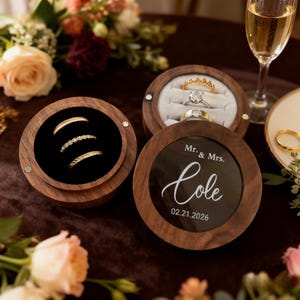 Individuell gestaltete Eheringbox, personalisierte Holzringbox für die Hochzeitszeremonie, Ringbox für die Hochzeit, Holzringbox Bild 6