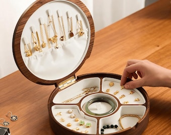 Solid Walnut Zodiac Jewelry Box – Shell Constellation Inlay Keepsake