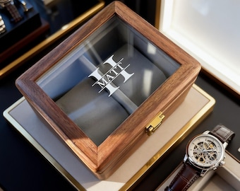 Personalized Watch Box, Christmas Gifts for Him, Watch Case for Men, Gifts for Dad, Grandpa, Watch Storage Case Anniversary Gift for Husband