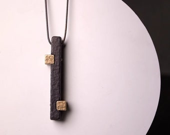 Wood and Copper Vertical Necklace, Cool Wood and Copper Pendant, Wood Anniversary Gift, Custom Wood Gift, Gift for Her or Him